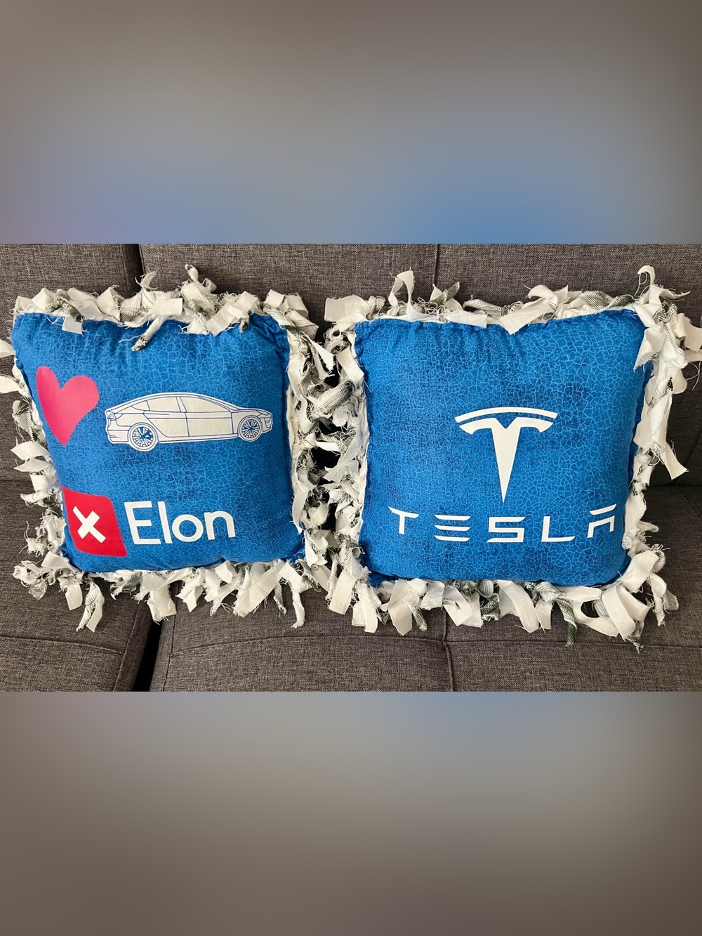 Tesla Bright Blue Logo Accent Pillow Set